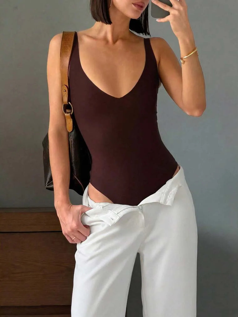 Bodysuit met diepe V-hals