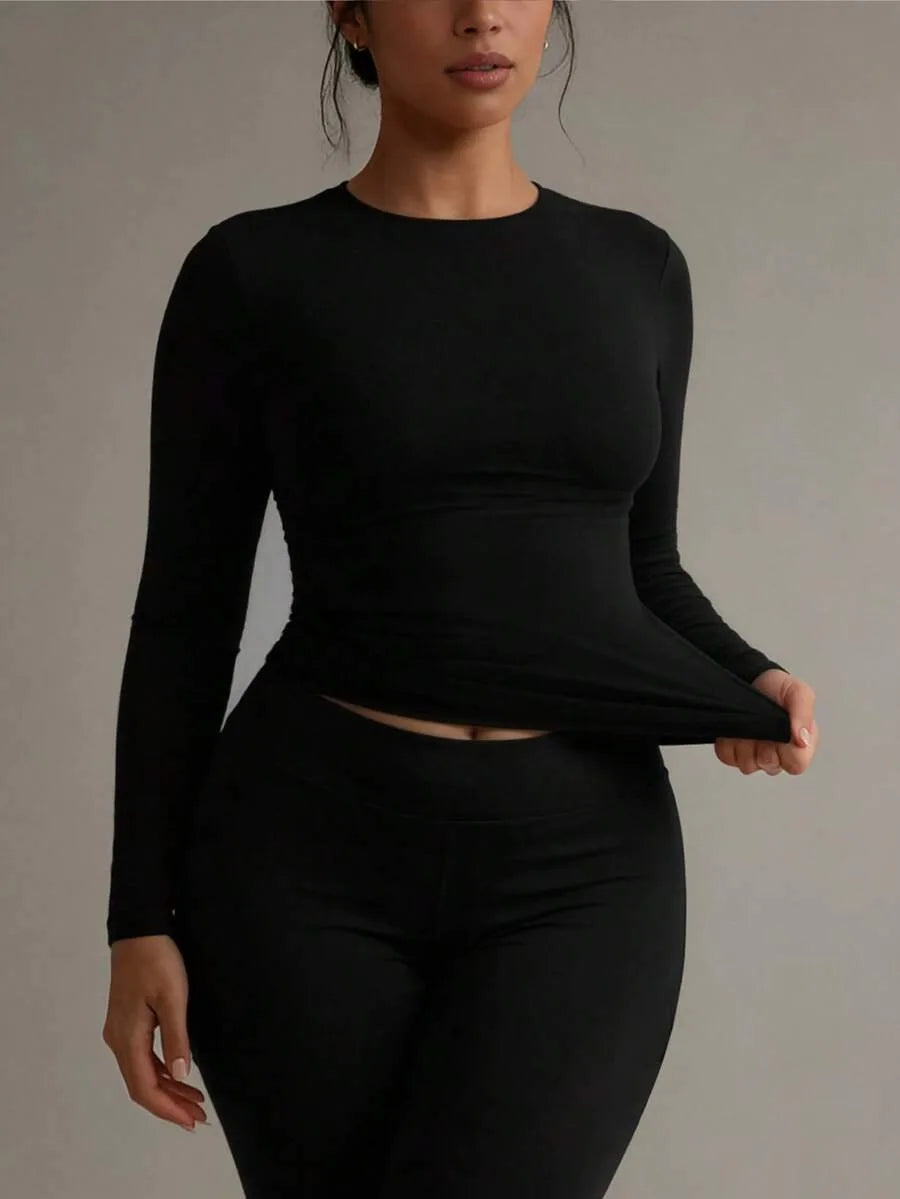 Slim fit T-shirt met lange mouwen