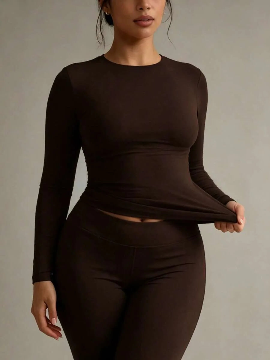 Slim fit T-shirt met lange mouwen