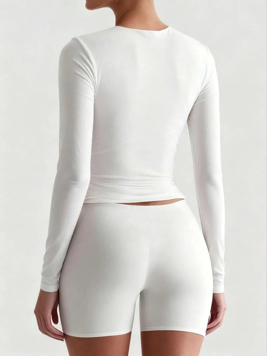 Slim fit T-shirt met lange mouwen