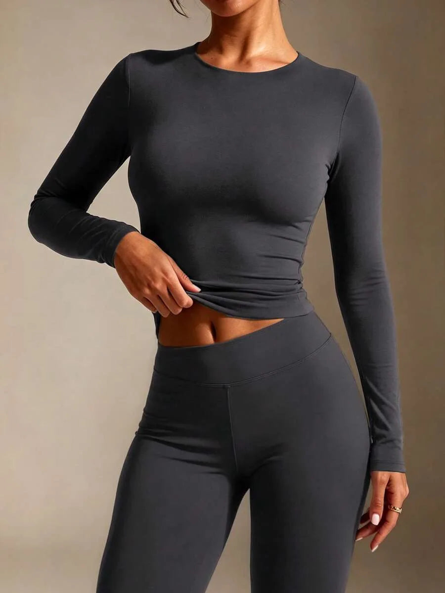 Slim fit T-shirt met lange mouwen