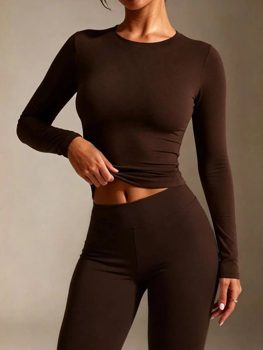 Slim fit T-shirt met lange mouwen