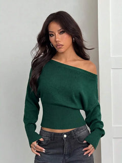 Oversized trui met asymmetrische hals