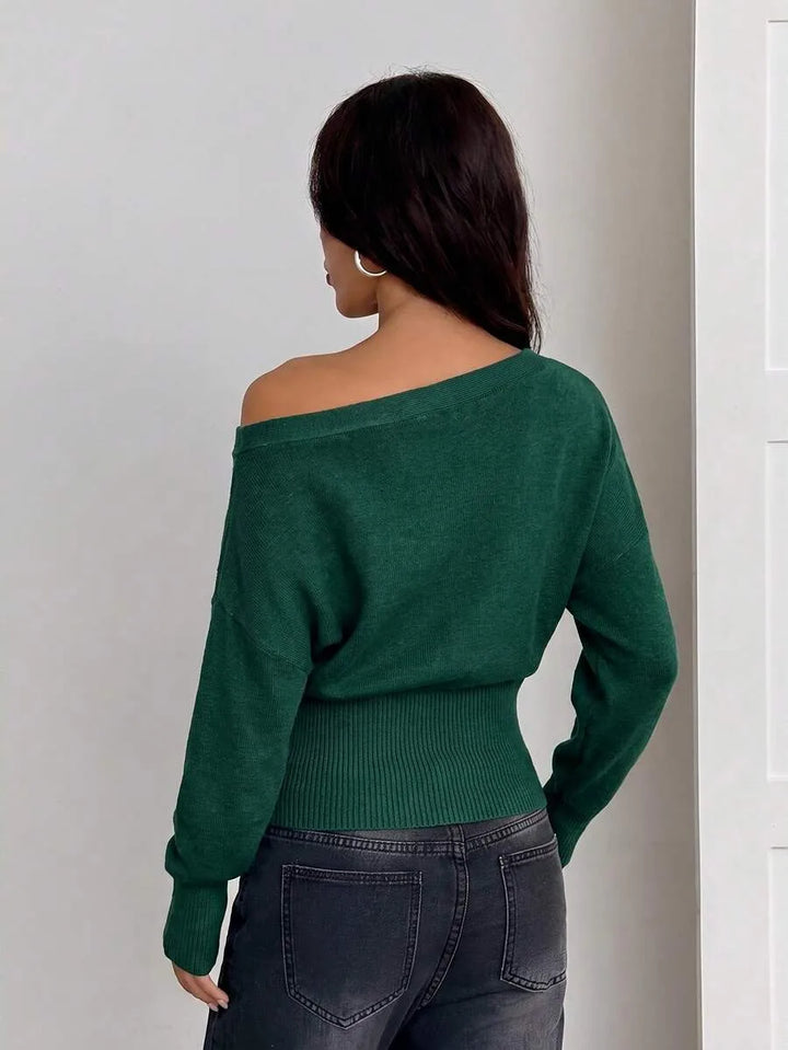 Oversized trui met asymmetrische hals