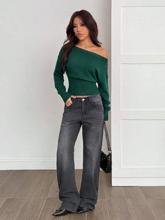 Oversized trui met asymmetrische hals