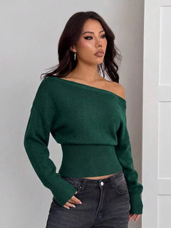 Oversized trui met asymmetrische hals