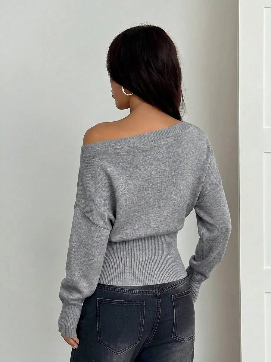 Oversized trui met asymmetrische hals
