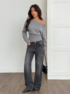 Oversized trui met asymmetrische hals