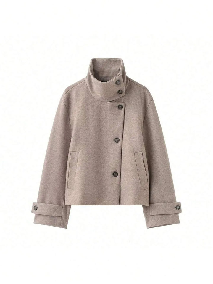 Korte khaki jas met opstaande kraag