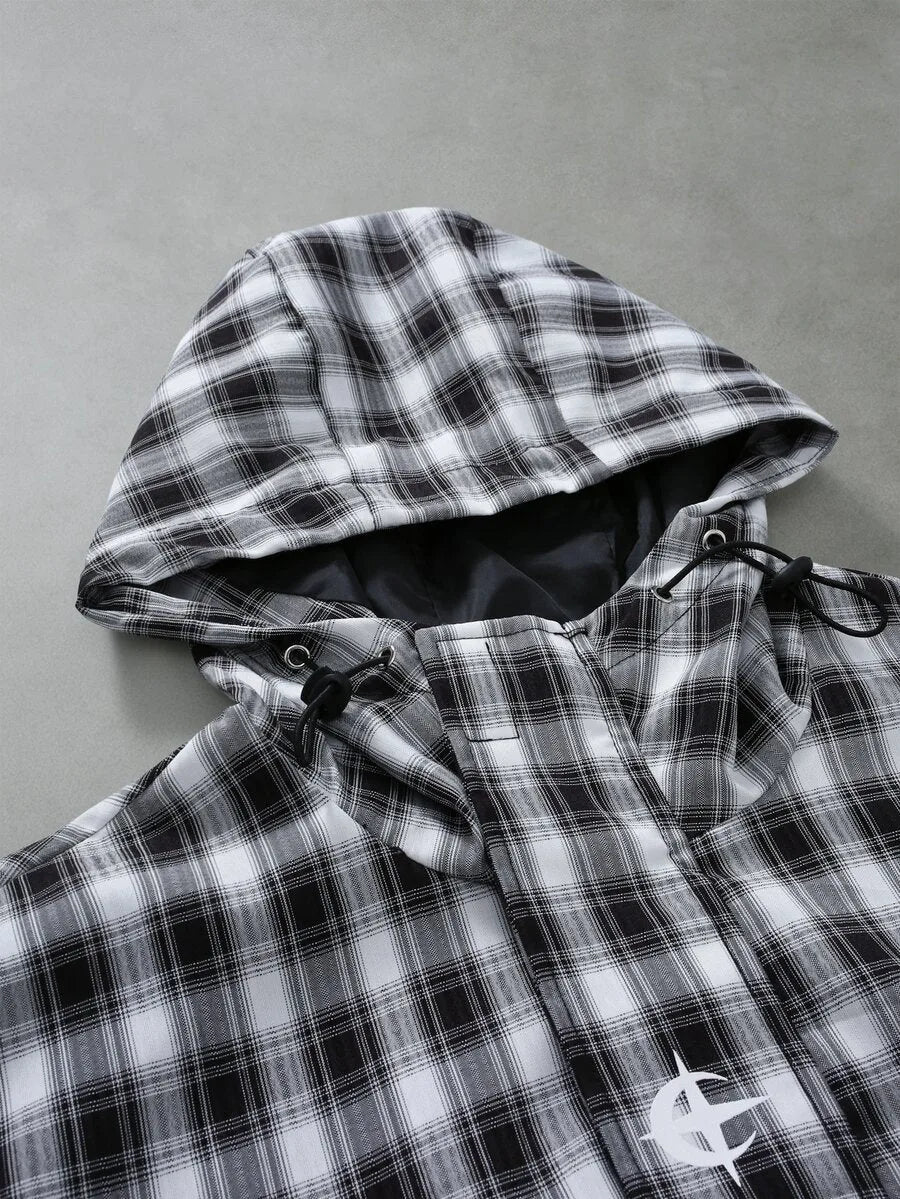 Oversized parka met plaid patroon