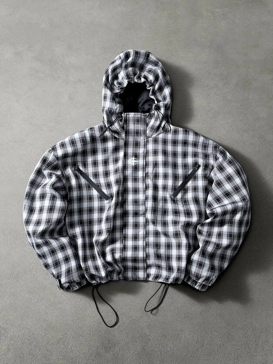 Oversized parka met plaid patroon