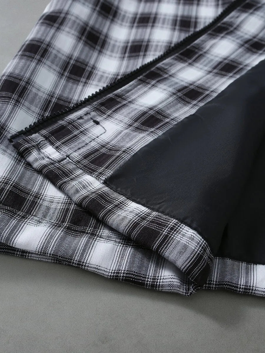 Oversized parka met plaid patroon