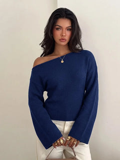 Sweater met asymmetrische hals