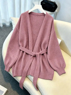 Oversized cardigan met riem