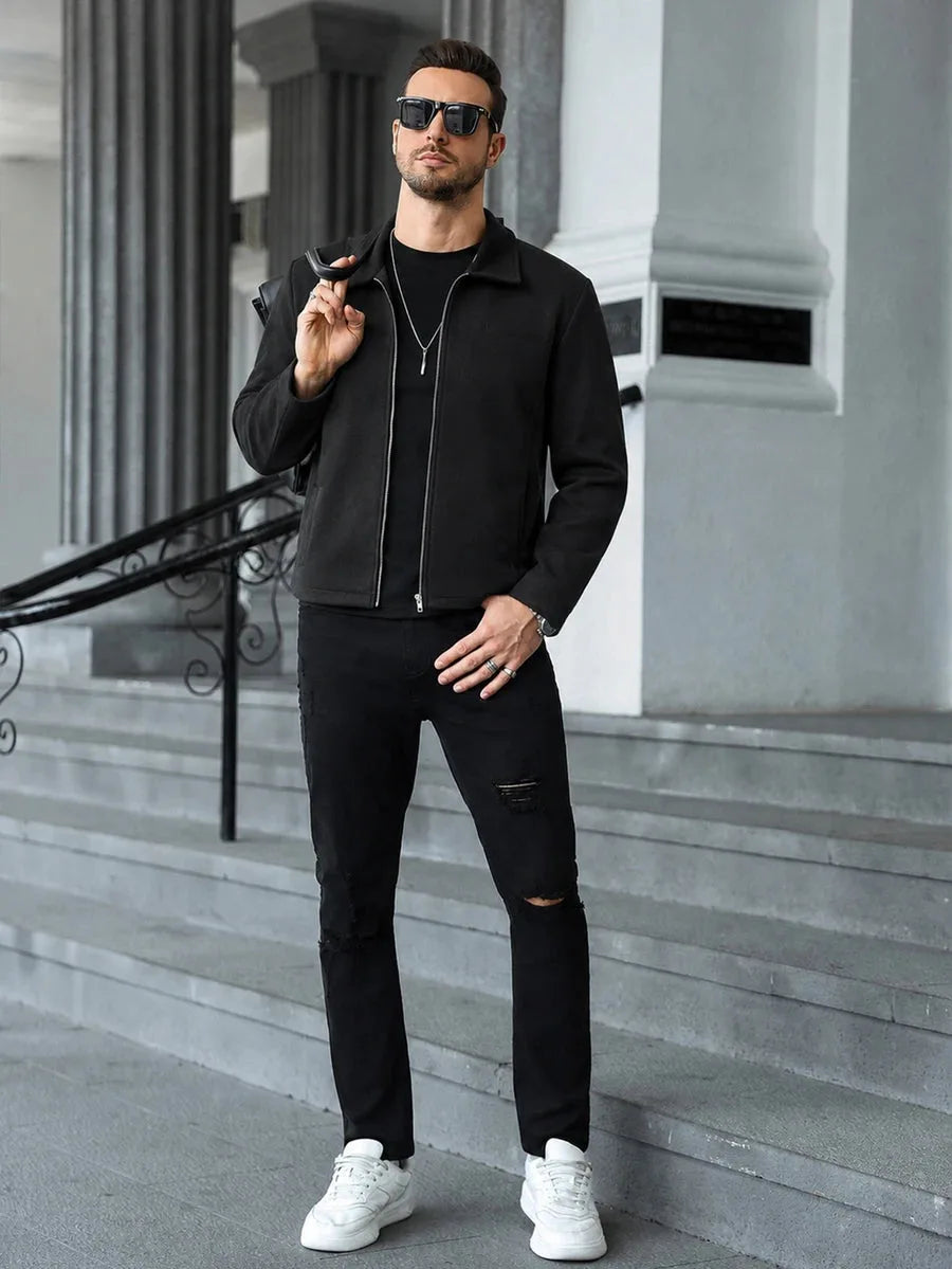 Bomberjack met collared neckline