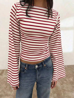 Gestreept T-shirt met boothals