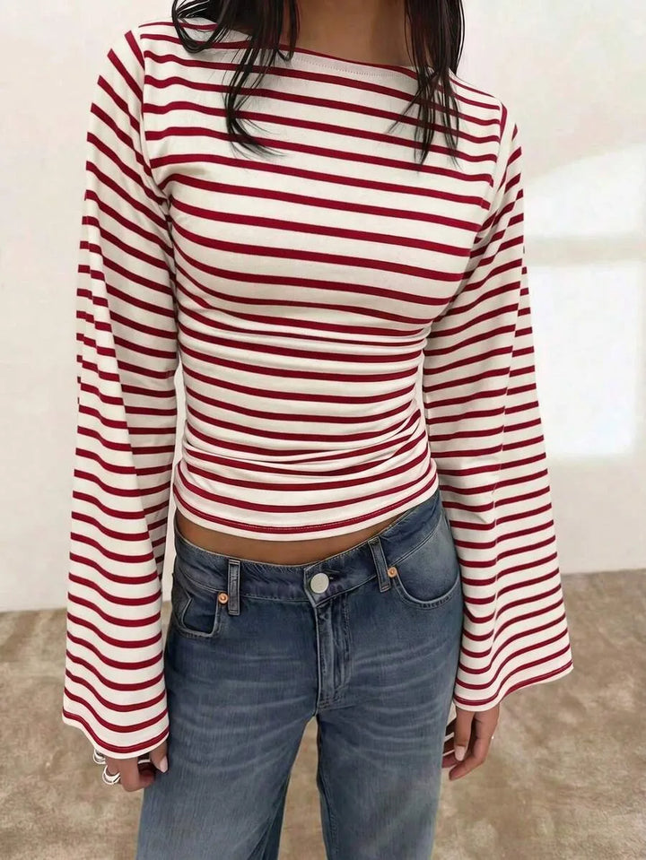 Gestreept T-shirt met boothals