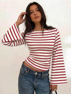 Gestreept T-shirt met boothals