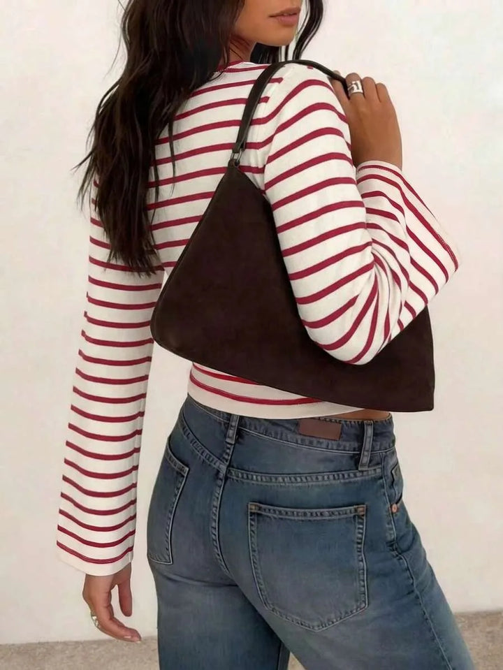 Gestreept T-shirt met boothals