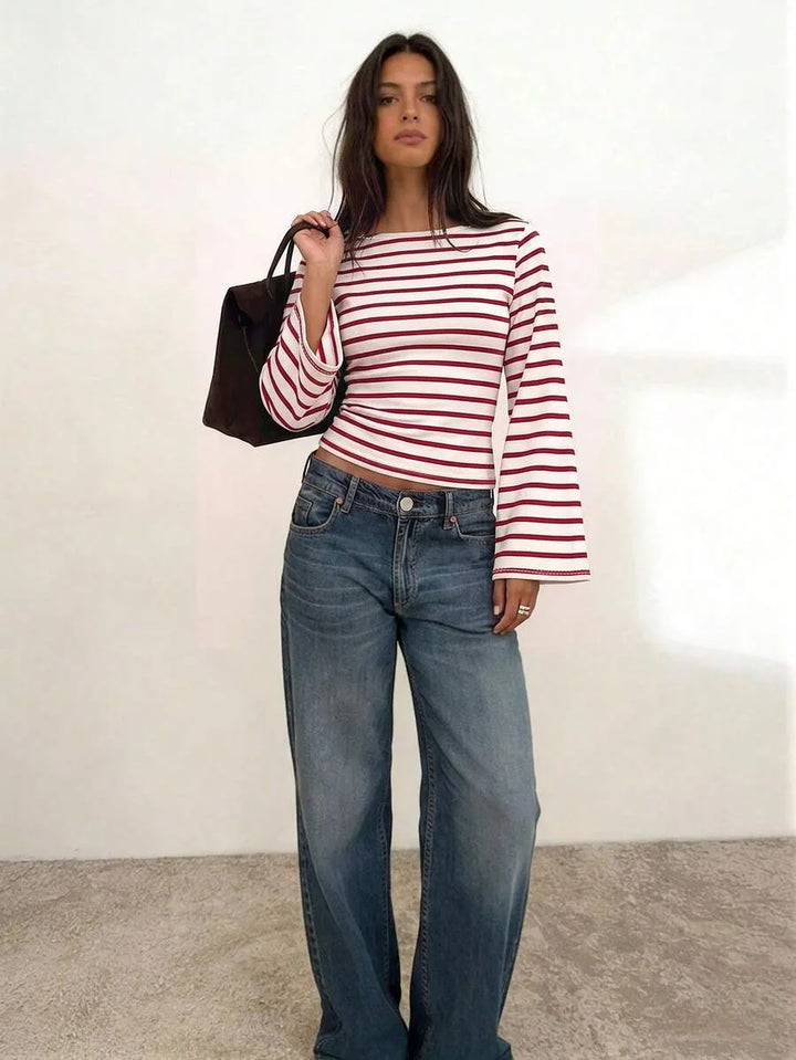 Gestreept T-shirt met boothals