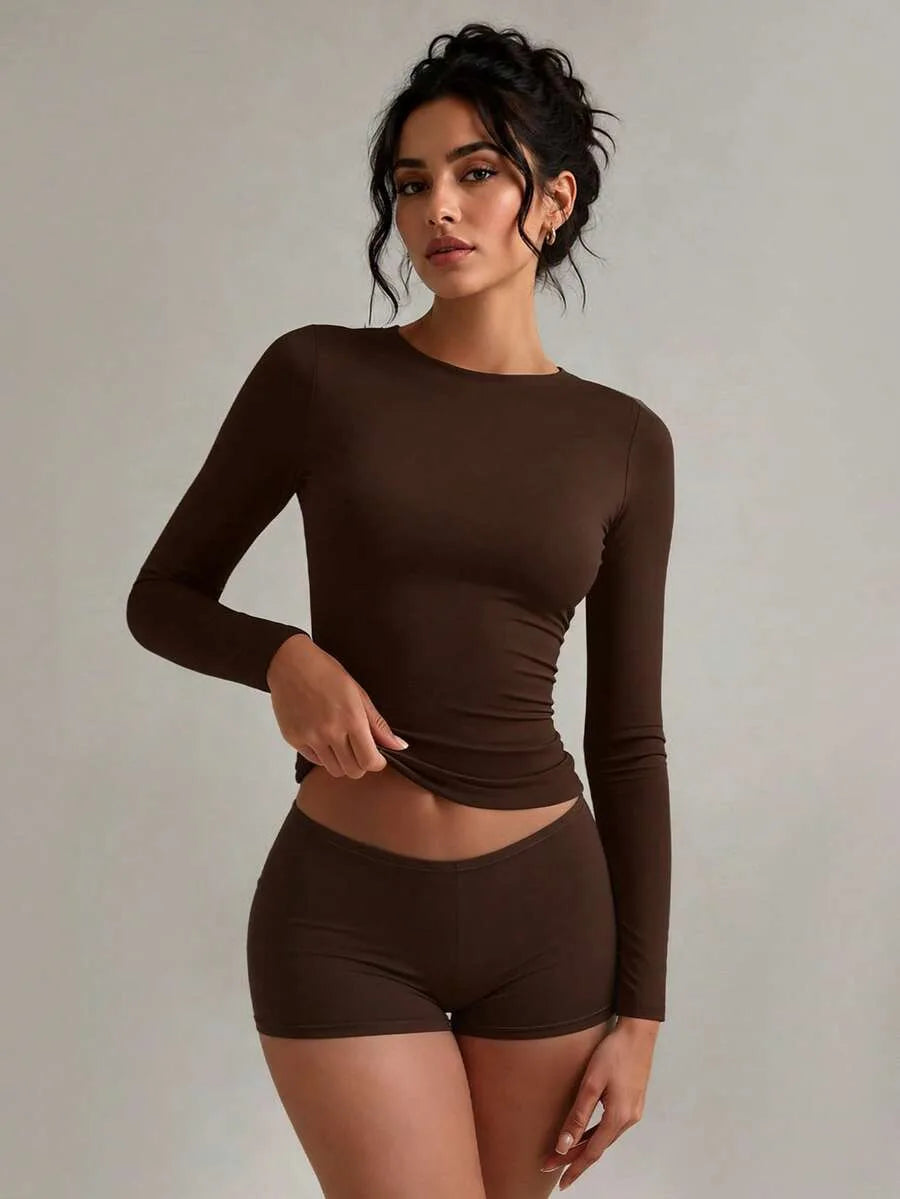 Slim fit T-shirt met lange mouwen