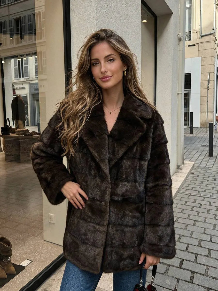 Faux fur jas met zakken