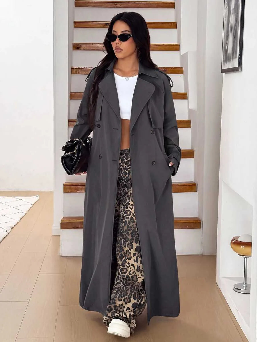 Oversized trench coat met ceintuur