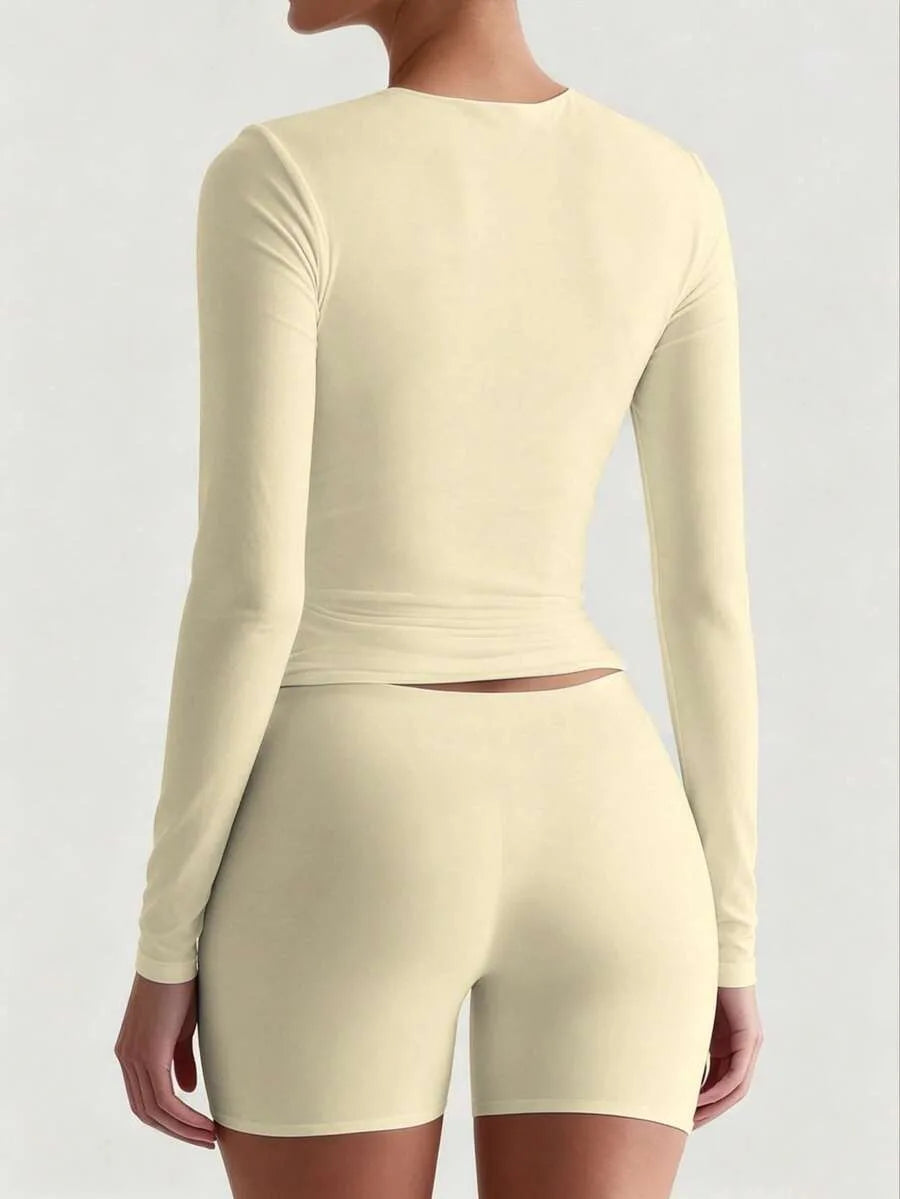 Slim fit T-shirt met lange mouwen