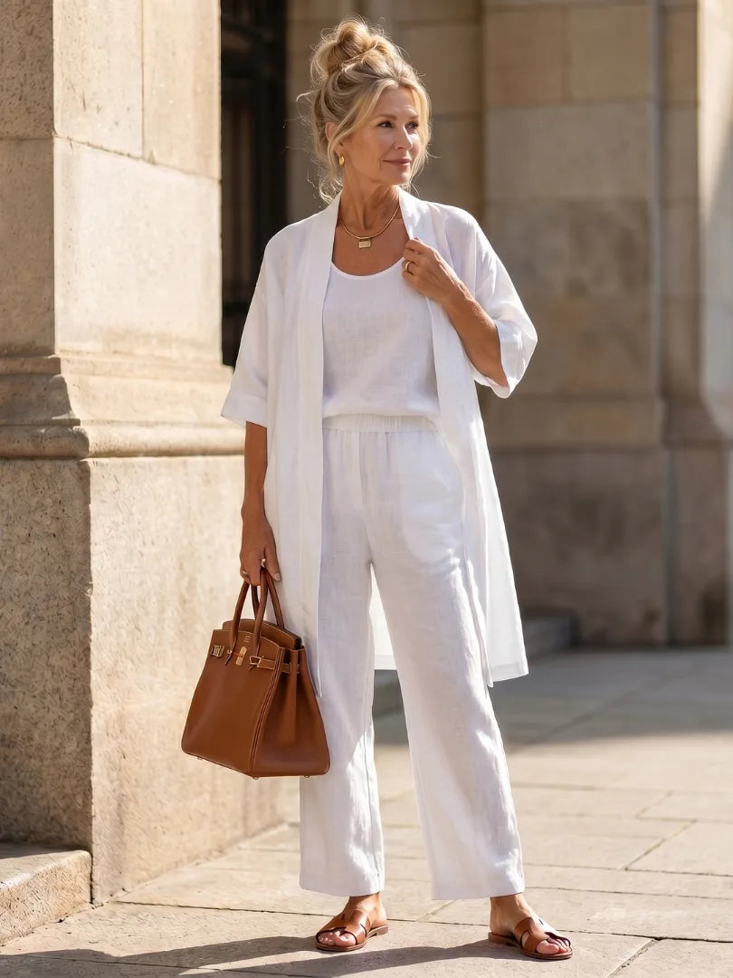 Drie-delige set met brede broek