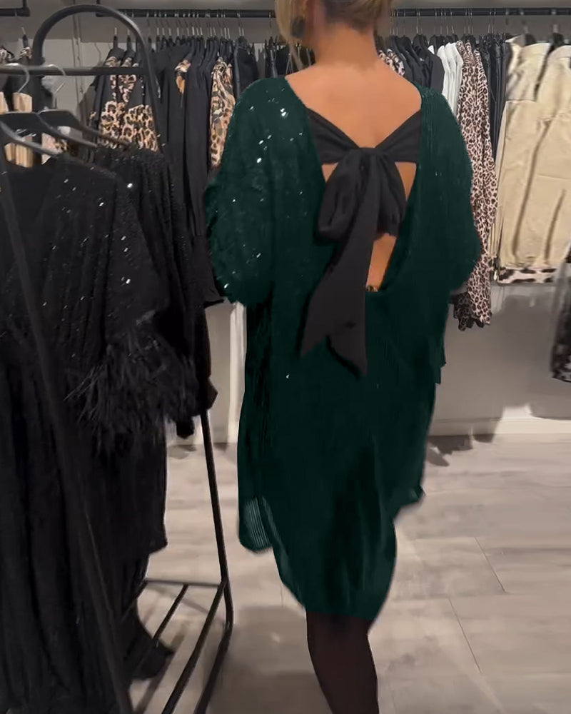 Christmas Sequin Dress with Open Back