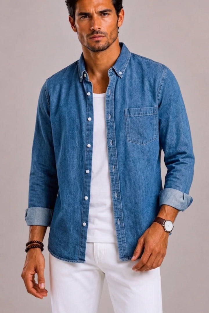 Casual denim overhemd met lange mouwen