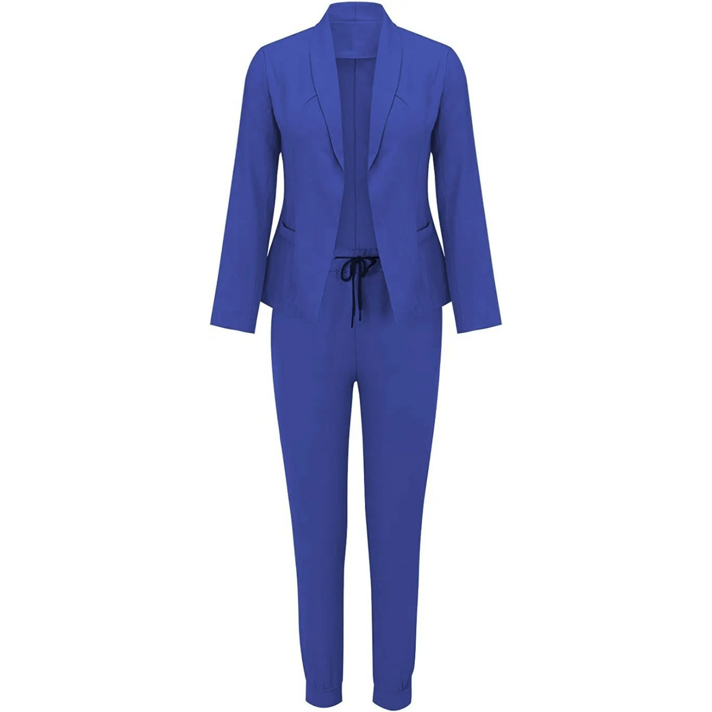 Slim-fit blazer en broek set, uitgevoerd in een trendy effen kleur voor een stijlvolle en verfijnde look. Gemaakt van hoogwaardige materialen voor comfort, duurzaamheid en een moderne uitstraling. Maattabel beschikbaar voor de perfecte pasvorm.