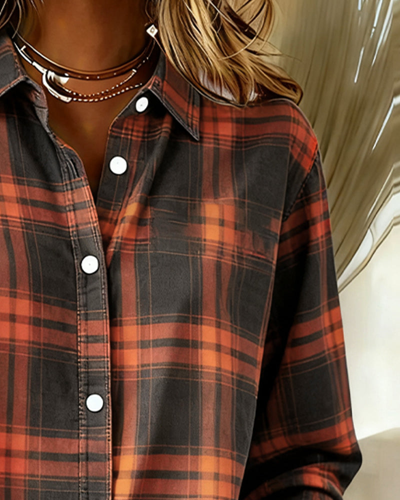 Checked Shirt with Collar & Long Sleeves