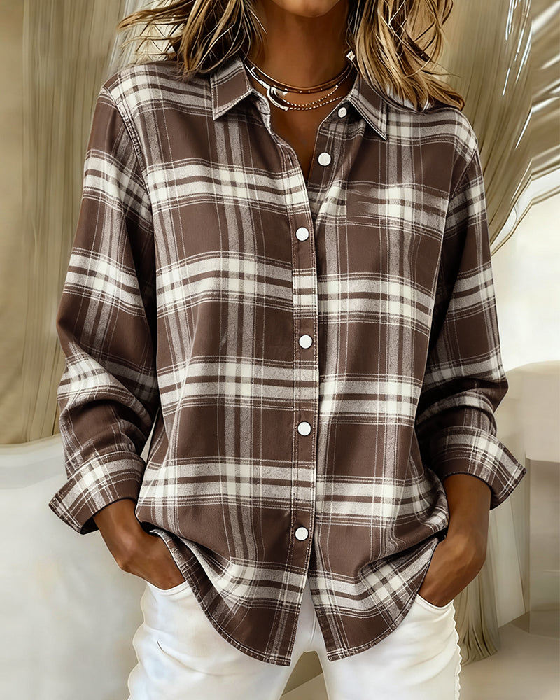 Checked Shirt with Collar & Long Sleeves