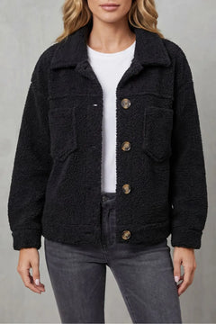 Fleece jas met knopen en zakken