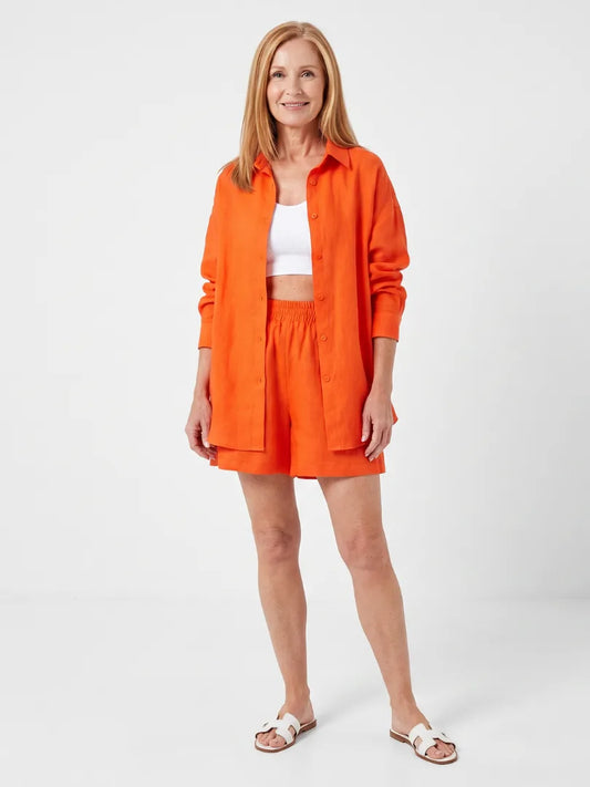 Cropped camisole met open-front shirt
