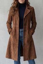 Lange jas met suede finish