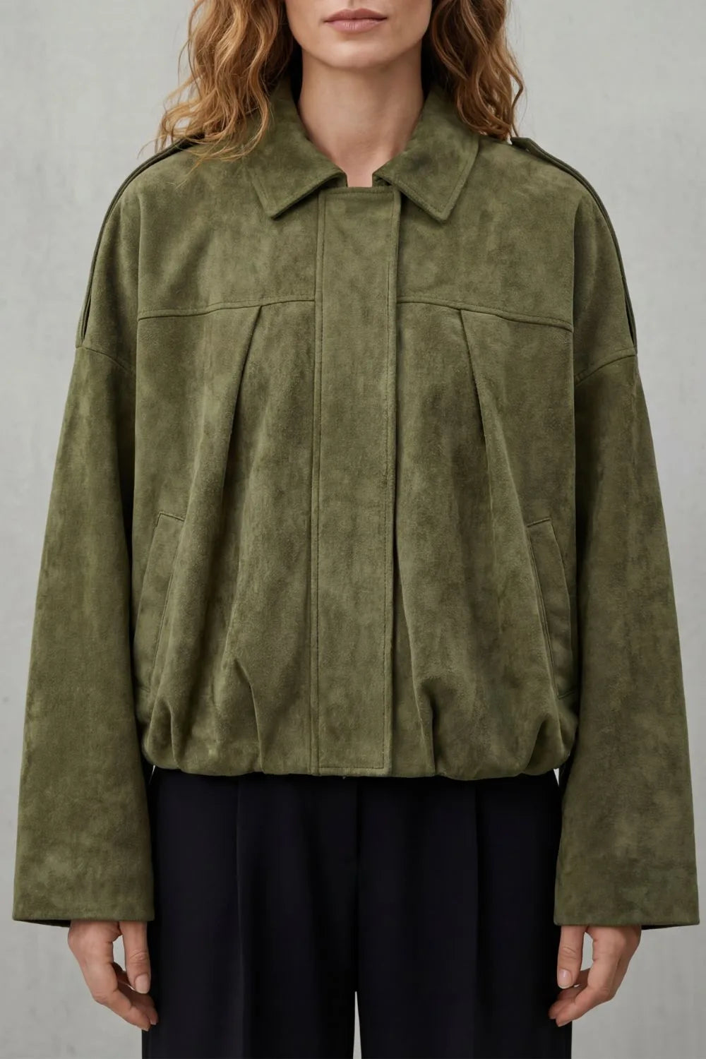 Oversized bomberjack met mandarin kraag