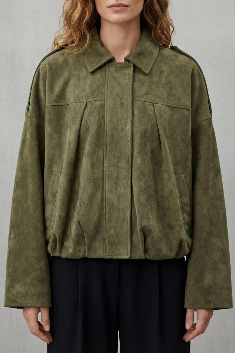 Oversized bomberjack met mandarin kraag