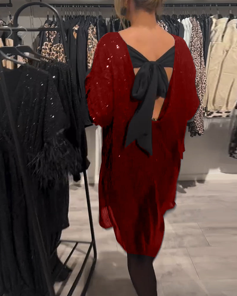 Christmas Sequin Dress with Open Back