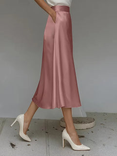 Satijnen rok met hoge taille