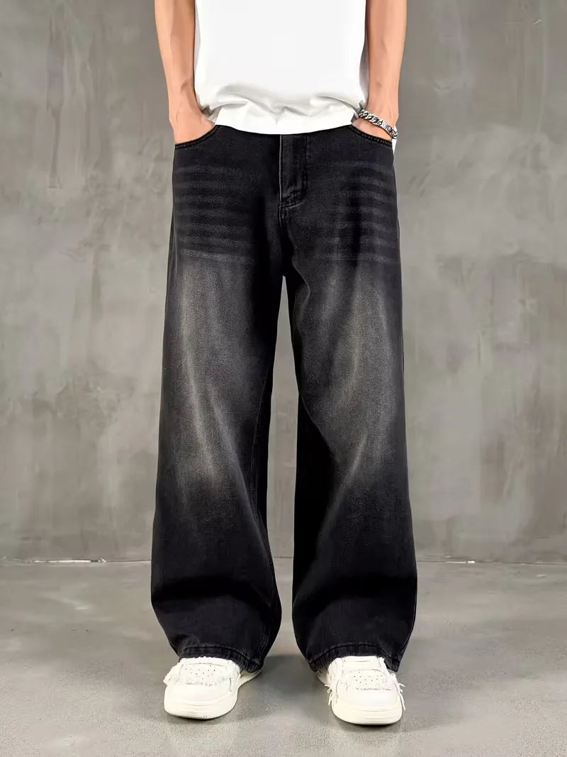Loose fit jeans met wide leg