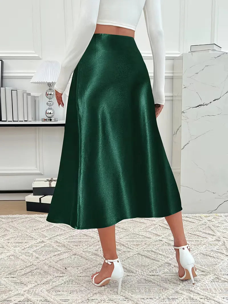 Satijnen rok met hoge taille