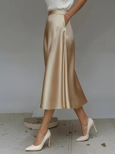 Satijnen rok met hoge taille