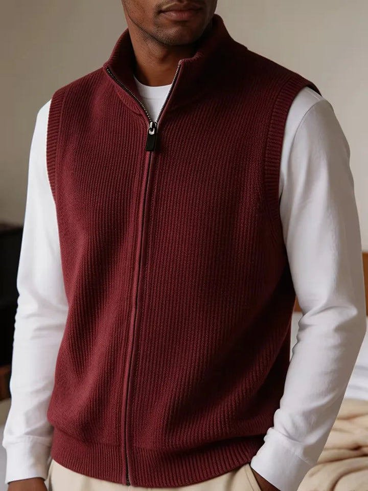 Knit vest met mock neckline