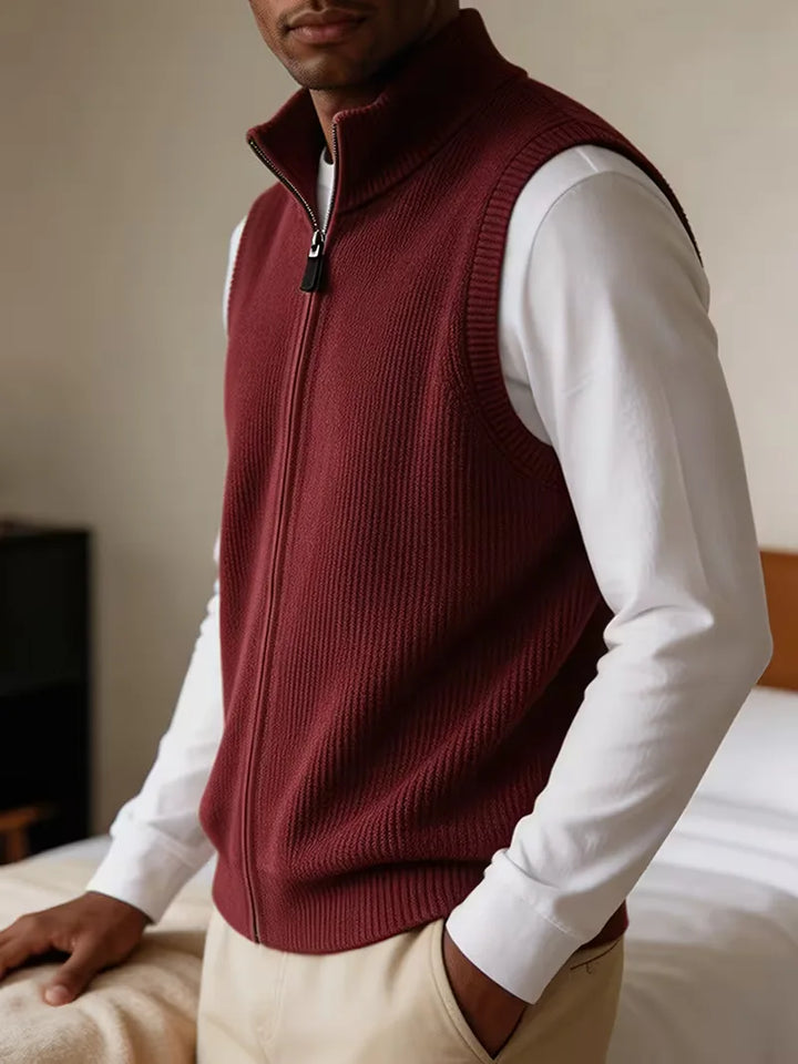 Knit vest met mock neckline