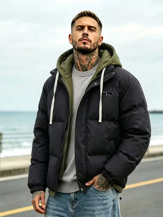 Oversized puffer jacket met capuchon