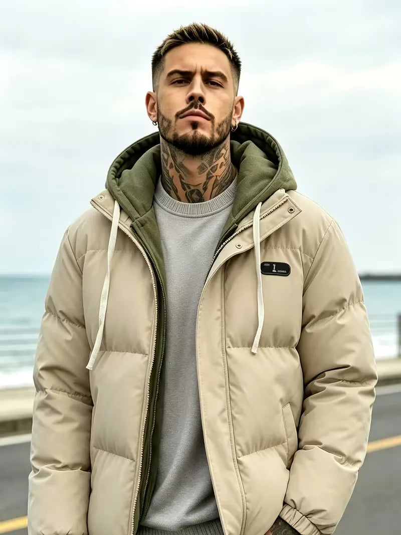 Oversized puffer jacket met capuchon
