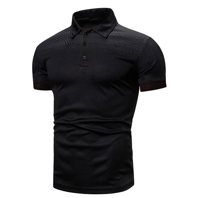 Herenpoloshirt in trendy zwart design, met korte mouwen en geribbelde kraag voor een moderne uitstraling en maximaal comfort.