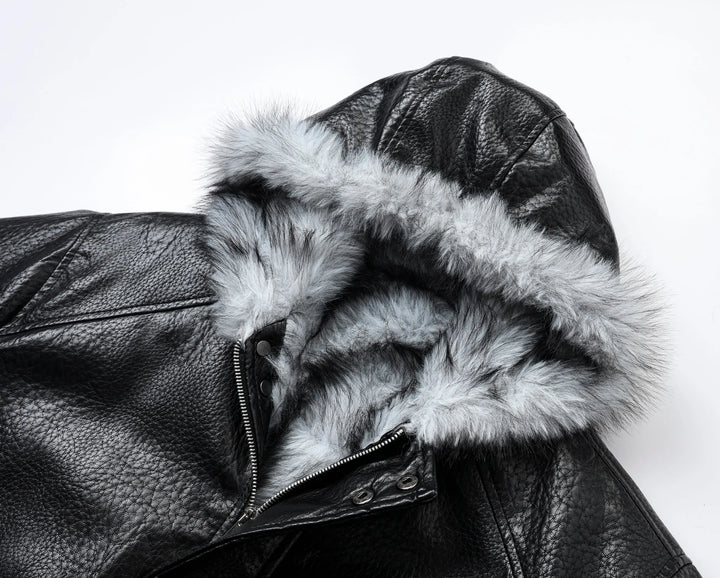 Leren jas met shearling interieur